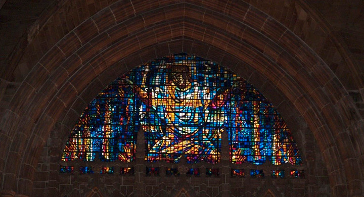 the staind-glass in Liverpool Cathedral